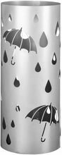 Cargar imagen en el visor de la galería, Paragüero contemporáneo Plateado de Metal Redondo con Tallado de Gotas de Lluvia