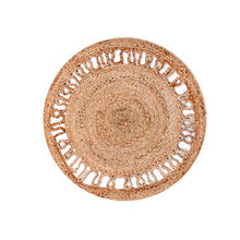 Cargar imagen en el visor de la galería, Alfombra redonda trenzada de 100% Yute natural de 4 diseños – Diámetro 90 cm