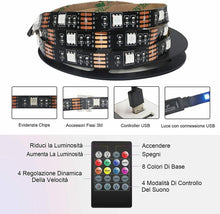 Cargar imagen en el visor de la galería, Tira LED USB 5050 con modo de música TV retroiluminada 3M para dormitorio cocina