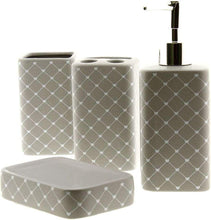Cargar imagen en el visor de la galería, Set de Baño 4 Piezas Ceramica Geometry Accesorios de sobreponer para Lavabo WC
