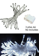 Cargar imagen en el visor de la galería, Cadena luces 100 LED pilas guirnaldas exteriortransparentes multiintermites