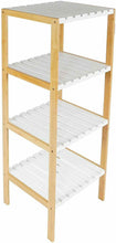 Cargar imagen en el visor de la galería, Estanteria Bambú y Madera -3 o 4 Baldas - Estanteria Baño (Blanco-Natural)
