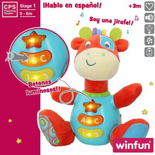 Cargar imagen en el visor de la galería, Peluche Jirafa para bebés que habla y luces de colores, Idioma: Español