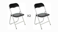 Cargar imagen en el visor de la galería, Silla Plegable Negro PVC Asiento Acolchado