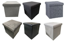 Cargar imagen en el visor de la galería, Púff Taburete de Almacenamiento Plegable Asiento de Almacenaje Cubo Otomano Reposapié