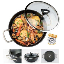 Cargar imagen en el visor de la galería, Cacerola baja Con Tapa Cristal Inducción Cazuela Cocina Piedra Black Todo Tipo Fuego