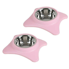 Cargar imagen en el visor de la galería, 2 Comederos para perros gatos mascotas color pastel bandeja acero inoxidable