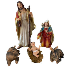 Cargar imagen en el visor de la galería, Nacimiento 5 piezas figuras Belen pesebre Resina Para Decoración de Navidad