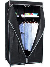 Cargar imagen en el visor de la galería, Armario con Funda / Ropero con Funda, Tela Ropero Estante Lona Ropa Guardarropa, Armario almacenamiento Color Negro