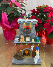 Cargar imagen en el visor de la galería, Chimenea Navidad escena musica con luz 33x19 cm