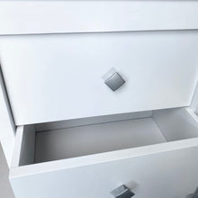 Cargar imagen en el visor de la galería, Mueble Auxiliar Cajonera Ancha de Madera de Pino Natural Color Blanco Nieve, Mesillas de noche,