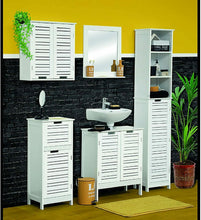 Cargar imagen en el visor de la galería, Mueble de pared Miami Armario 2 puertas y estanterías de madera cuarto de baño