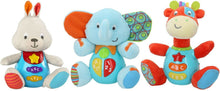 Cargar imagen en el visor de la galería, Peluche Conejo,Elefante,Jirafa para bebés que habla y luces , Idioma: Español