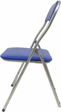 Cargar imagen en el visor de la galería, SILLA PLEGABLE ACOLCHADA COLOR AZUL-PLATA (JUEGO 4 UNIDADES)
