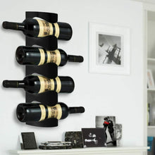 Cargar imagen en el visor de la galería, Estante soporte de pared negro para 4 botellas hogar