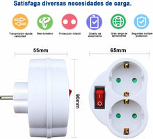 Cargar imagen en el visor de la galería, pack 2 adaptador con interruptor y 2 enchufes schuko.16A/250V~ MAx.3680W