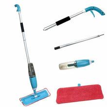 Cargar imagen en el visor de la galería, Escoba mopa + spray, rosa y azul color, limpieza hogar suelo microfibra 120 cm