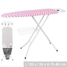 Cargar imagen en el visor de la galería, Tabla de planchar con estructura de metal blanco Funda con estampado rosa o gris