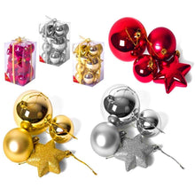 Cargar imagen en el visor de la galería, Colgante De Bolas Estrellas De Navidad X15 Piezas Brillo Mate Purpurina