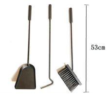 Cargar imagen en el visor de la galería, Juego 4 Piezas Utencilio limpieza Chimenea Hierro Altura 61cm ø 21cm