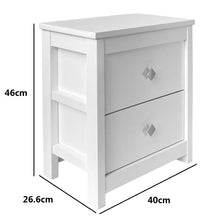 Cargar imagen en el visor de la galería, Mueble Auxiliar Cajonera Ancha de Madera de Pino Natural Color Blanco Nieve, Mesillas de noche,