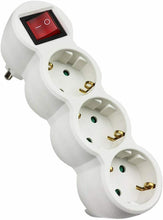 Cargar imagen en el visor de la galería, Adaptador plano con interruptor y tres enchufes schuko. 16A/250V~ MAx.3680W