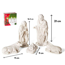 Cargar imagen en el visor de la galería, Nacimiento blanco 5 piezas para pintar figuras portal Belen pesebre resina para decoracion de Navidad