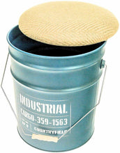 Cargar imagen en el visor de la galería, Baril , Bidon, Puff de almacenamiento metal con tapa de asiento de Yute y asa 32 x 39.5 cm