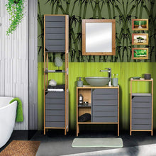 Cargar imagen en el visor de la galería, Tendance Noumea - Mueble bajo lavabo (bambú), color gris/bambu