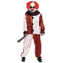 Cargar imagen en el visor de la galería, Disfraz Payaso Asesino Clown Rayas Rojas Hombre Adulto Halloween Carnaval Teatro