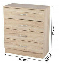 Cargar imagen en el visor de la galería, Mueble Nesita de Noche Cajonera Armario de 4 cajones de MDF 40 mm Habitacion Dormitorio L60xP30xH70 cm