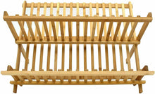 Cargar imagen en el visor de la galería, Escurreplatos de bambú plegable en 2 Niveles 40 x 30 cm