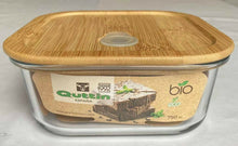 Cargar imagen en el visor de la galería, Fiambrera de Cristal con Tapa de Bambú Rectangular Cuadrada redonda