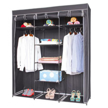 Cargar imagen en el visor de la galería, Armario con Funda / Ropero con Funda, Tela Ropero Estante Lona Ropa Guardarropa, Armario almacenamiento Color Negro