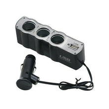Cargar imagen en el visor de la galería, Encendedor de cigarrillos de coche 3 vías + USB cargador adaptador DC 12V-24 V