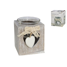 Cargar imagen en el visor de la galería, Portavelas de Madera con corazón Velas Decorativas Candelabros Decoración Hogar