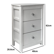 Cargar imagen en el visor de la galería, Mueble Auxiliar Cajonera Ancha de Madera de Pino Natural Color Blanco Nieve, Mesillas de noche,