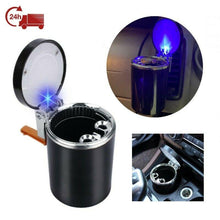 Cargar imagen en el visor de la galería, Cenicero de luz LED con Tapas para coche soporte Universal pila incluida