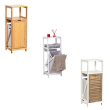 Cargar imagen en el visor de la galería, Mueble de Baño madera Color Blanco/Roble con cesto Extraible para ropa sucia - Stockholm