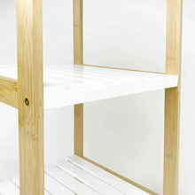 Cargar imagen en el visor de la galería, Mueble de Baño Estanteria Bambú y Madera -3 o 4 Baldas - Estanteria Baño (Blanco-Natural)