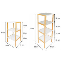 Cargar imagen en el visor de la galería, Mueble de Baño Estanteria Bambú y Madera -3 o 4 Baldas - Estanteria Baño (Blanco-Natural)