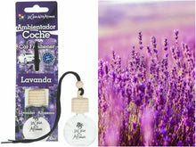 Cargar imagen en el visor de la galería, Ambientador de Coche difusor Colgador Botella 10 ml de líquido, tapón de Madera