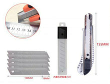 Cargar imagen en el visor de la galería, Cutter con 5 recambios set de cuchillas cuter cuchillo cortar herramienta 18 mm