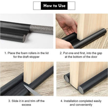 Cargar imagen en el visor de la galería, Burlete Bajo Pueta Recortable 93 cm Tope Doble de Aire Para inferior de puerta