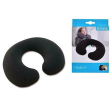 Cargar imagen en el visor de la galería, Cojín de viaje hinchable 36x30x10cm - Almohada de viaje suave y resistente - Ideal para largos viajes en avión, tren o coche - Color negro - Marca Intex