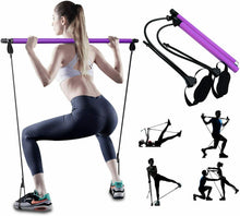 Cargar imagen en el visor de la galería, Ajustable Barra de Pilates con Bandas de Resistencia, Maquinas de Gimnasio LILA