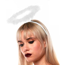 Cargar imagen en el visor de la galería, Maxia Fiesta - Corona Diadema Con Aureola De Ángel Blanco o Negro Fiestas Halloween Carnaval Navidad