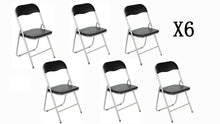 Cargar imagen en el visor de la galería, Silla Plegable Negro PVC Asiento Acolchado