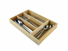 Cargar imagen en el visor de la galería, Cubertero de madera natural con 4 compartimientos