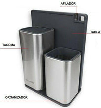 Cargar imagen en el visor de la galería, TACOMA ACERO INOX + ORGANIZADOR COCINA ACERO INOX +TABLA, ORGANIZADOR COCINA